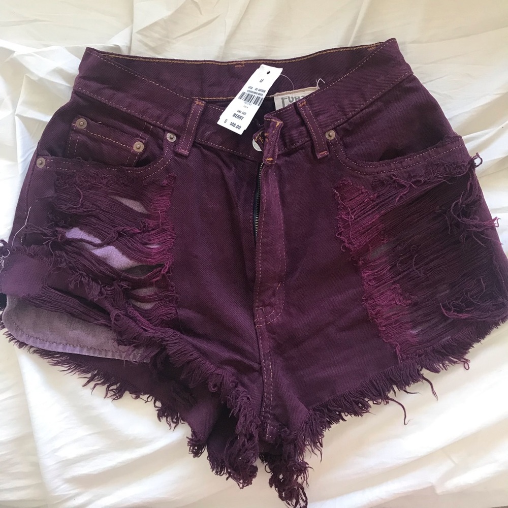 Berry tinted high waisted shorts